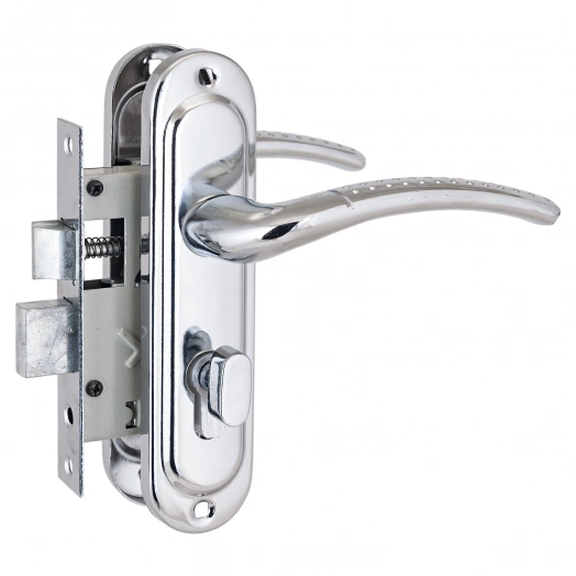 Замок врезной с ручками для деревянных дверей, СТАНДАРТ 132/50B вертушка CP хром