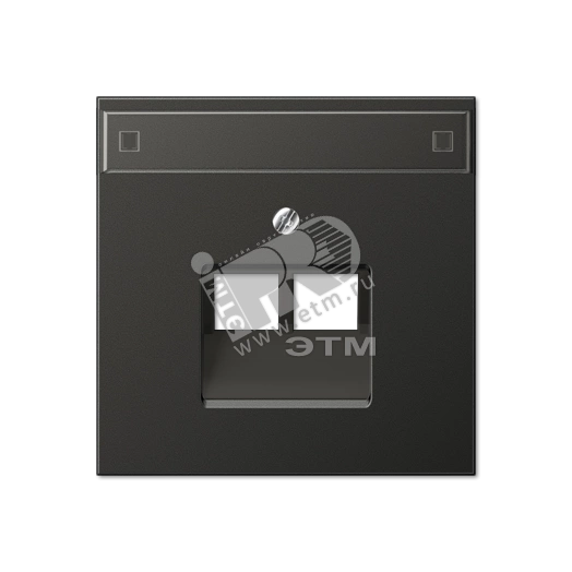 Крышка для сдвоенной телефонной и компютерной розетки  UAE с полем для надписи  антрацит