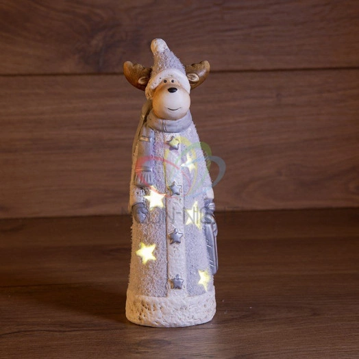 Керамическая домашняя фигурка Олененок с шарфом 7*6,5*21 см