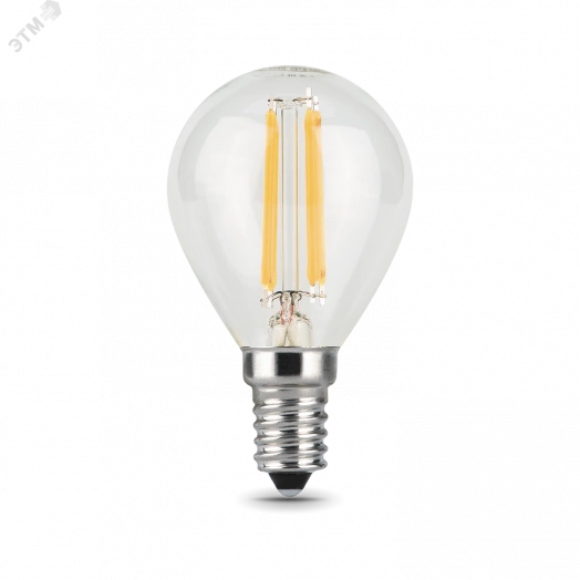 Лампа светодиодная LED 9 Вт 680 Лм 2700К теплая Е14 Шар Filament Gauss