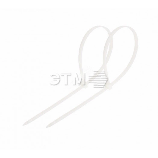 Хомут-стяжка кабельная нейлоновая 200x4,8 мм, белая, упаковка 100 шт