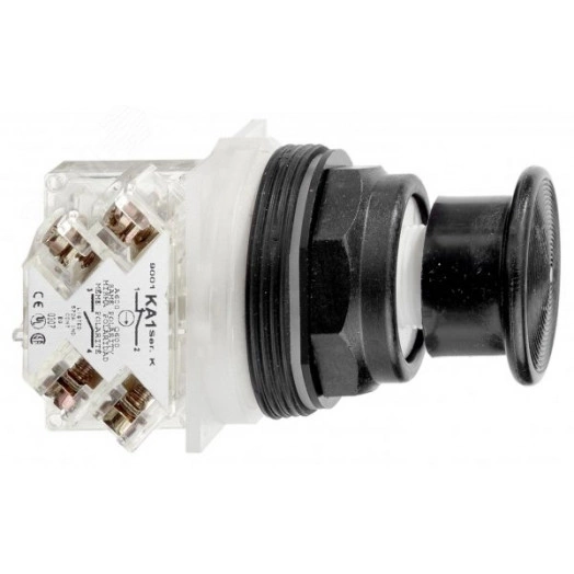 Кнопка 30мм черная грибовидная