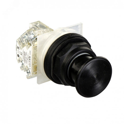 Кнопка 30мм черная грибовидная