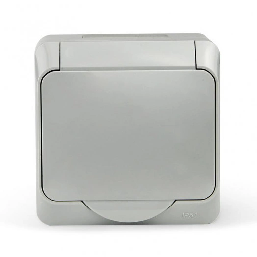 Розетка 1-м ОП Nix 16А IP54 250В с заземл. с крышкой сер. TOKOV ELECTRIC TKE-NX-R1Z-C06-IP54