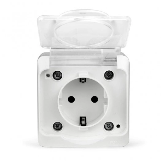 Розетка 1-м ОП Nix 16А IP54 250В с заземл. с прозр. крышкой бел. TOKOV ELECTRIC TKE-NX-R1Z-C01T-IP54
