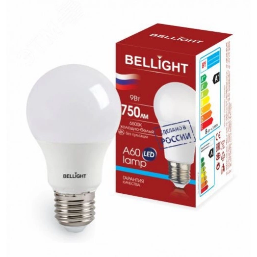Лампа светодиодная LED 9Вт Е27 220 6500К 750Лм Bellight