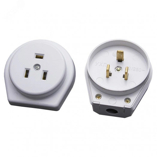 Вилка с розеткой для плит c/з, белый, Stekker