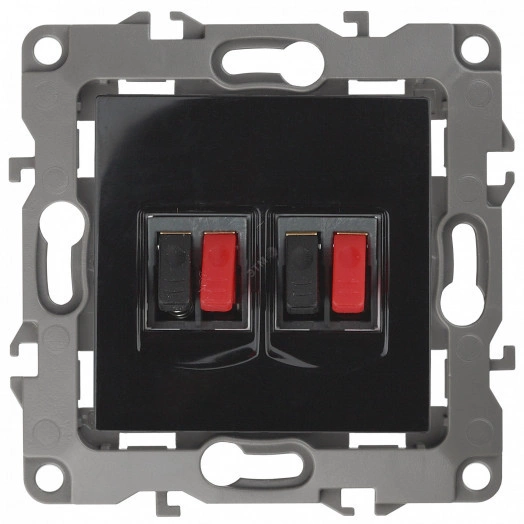 Розетка аудио двойная, Эра12, чёрный, 12-3112-06