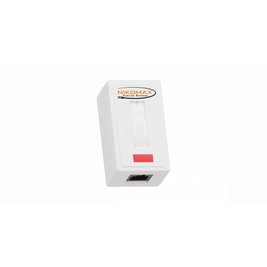 Настенная розетка, 1 порт, Кат.6, RJ45/8P8C, на плате, неэкраннированный, белая