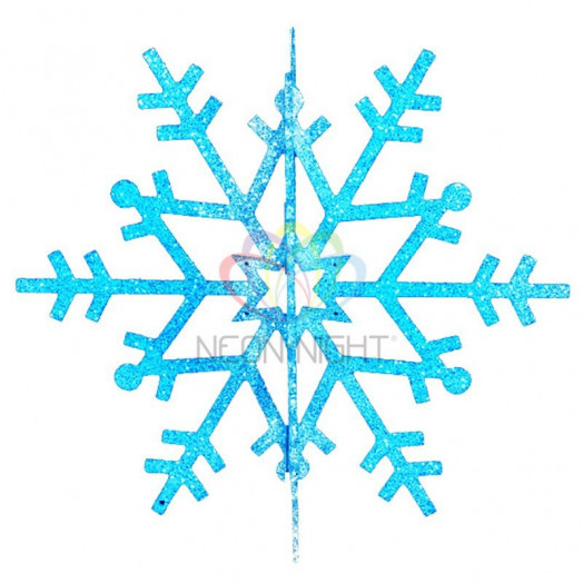 Фигура профессиональная елочная Снежинка резная 3D 61см cиний