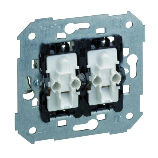 Кнопка двойная с подсветкой, 10А 250В, S82,82N, механизм