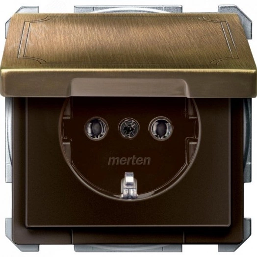 Розетка с крышкой в рамку античная латунь SCHUKO