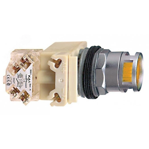 Кнопка с подсветкой 30мм желтая 120В