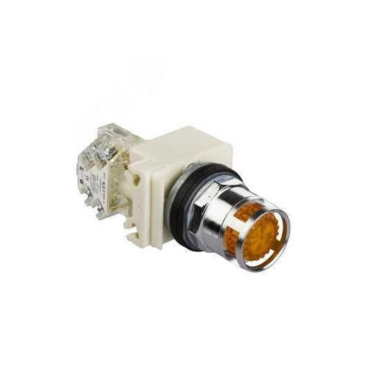 Кнопка с подсветкой 30мм желтая 120В