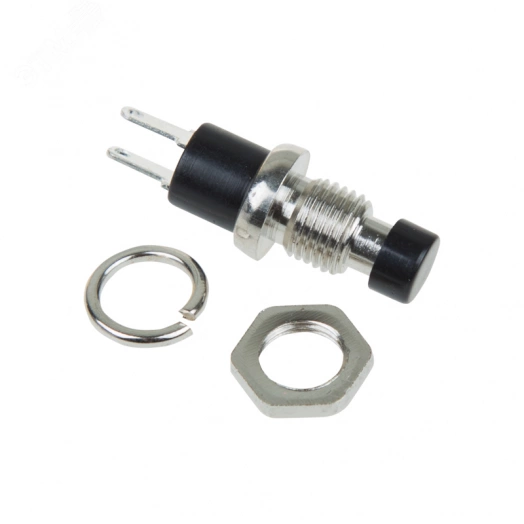 Выключатель-кнопка  металл 220V 2А (2с) (ON)-OFF  ?7.2  черная  Micro  REXANT