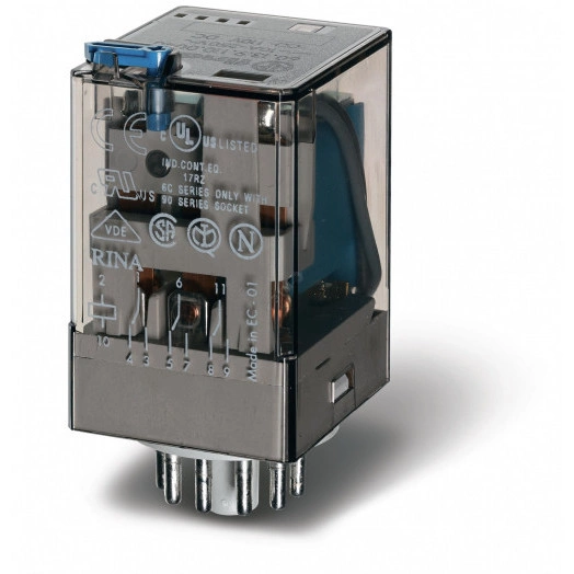 Реле общего назначения 11-штырьков, Втычные, Контакты AgNi, 3CO 10A 220V DC катушка