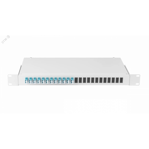 Оптический кросс 19д 1U укомплектованный на 24 порта LC/UPC SM 9/125 OS2 серый полный комплект