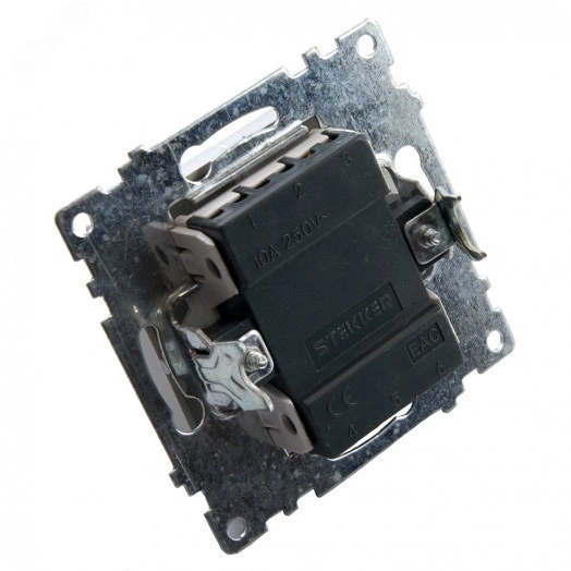 Выключатель 2-клавишный c индикатором (механизм) 250В, 10А, серия Катрин, шампань