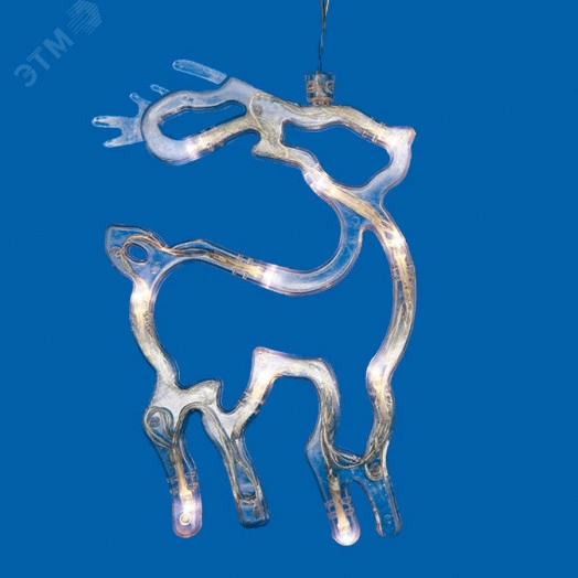 Фигура светодиодная Олень на батарейках 3AAA (не в/к) 14х19см Подвесная 10 светодиодов Теплый белый свет Провод прозрачный