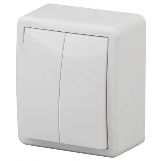 Выключатель двойной, 10АХ-250В, ОУ, Эра Эксперт, Al+Cu, белый,11А-1204-01