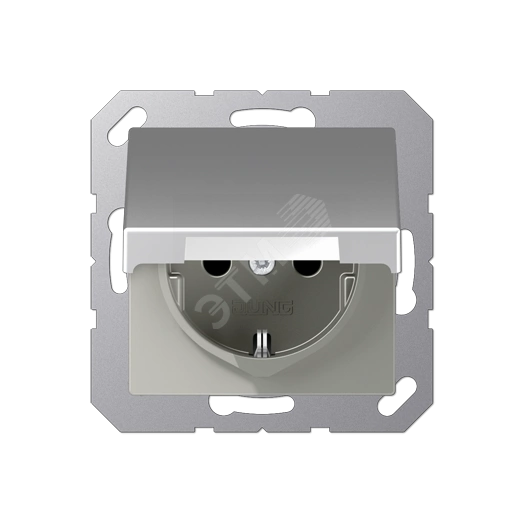 Розетка штепсельная SCHUKO 16A 250V с защитой от  детей, с крышкой, алюминий