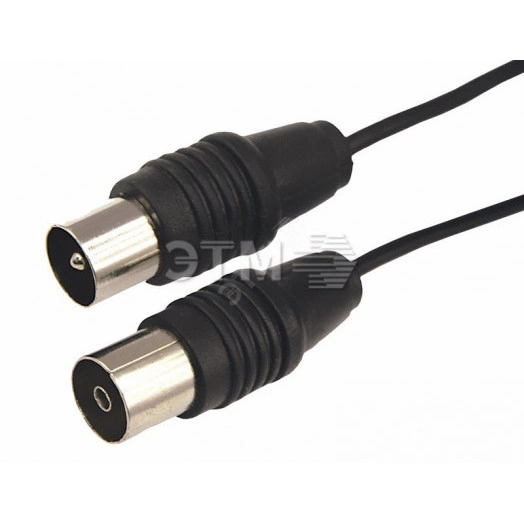 ВЧ кабель, ТВ гнездо - ТВ штекер, длина 3 метра, чeрный