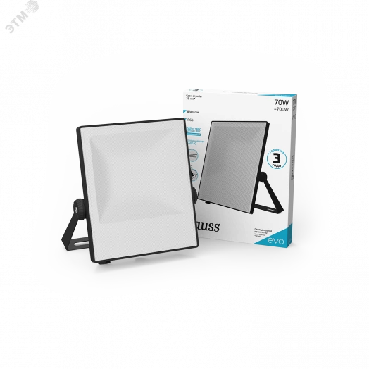 Прожектор светодиодный ДО-70 Вт 6300 Лм 6500К IP65 IK07 черный EVO Gauss