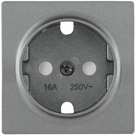 Накладка розетка с заземляющим контактом с защитными шторками BOLERO антрацит