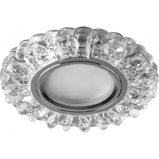 Светильник ИВО-50w G5.3 со светодиодной подсветкой 4000К хром с прозрачным стеклом