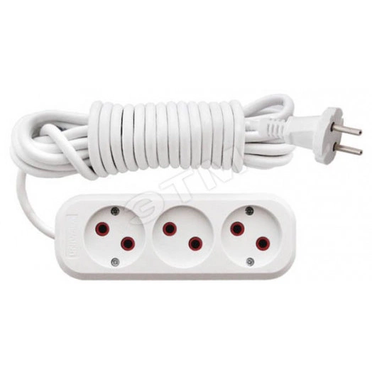 Удлинитель бытовой без заземления ПВС (2х0,75) 3 гнезда, 2 м.