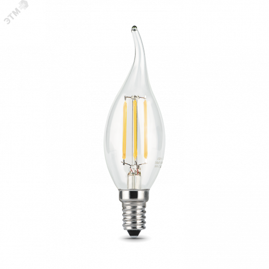 Лампа светодиодная LED 5 Вт 450 Лм 4100К белая Е14 Свеча на ветру диммируемая Filament Gauss