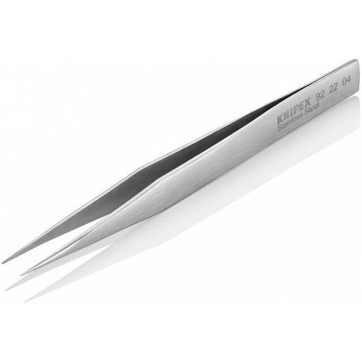 Пинцет захватный прецизионный заострённые гладкие губки L-155 мм хромоникелевая нержавеющая сталь антимагнитный KN-922204