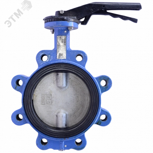 Затвор дисковый поворотный чугунный с резьбовыми проушинами Tecfly Ду 125 Ру16 с рукояткой, диск нерж сталь, манжета EPDM