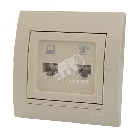 DERIY Розетка RJ45+RJ11 крем