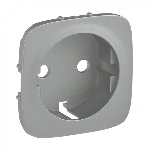 Valena ALLURE Лицевая панель для силовой розетки 2К+З с зажимами 6кв мм Алюминий