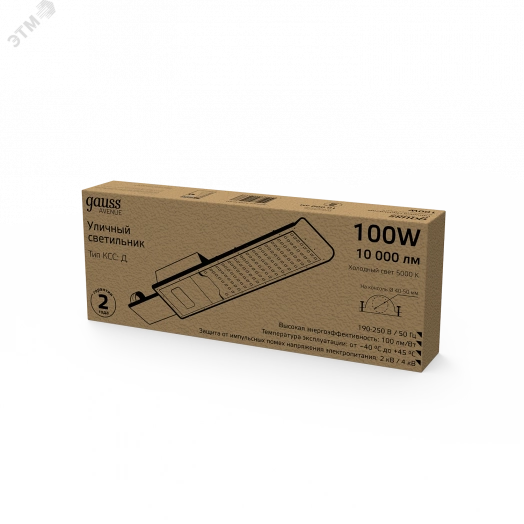 Светильник светодиодный уличный ДКУ-100 Вт 10000 Лм 5000K IP65 190-250 В КСС Д LED Avenue Gauss