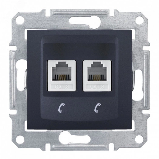 Sedna Розетка двойная телефонная графит