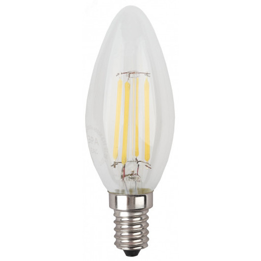 Лампа светодиодная филаментная F-LED B35-7W-827-E14 (филамент, свеча, 7Вт, тепл, E14 (10/100/2800) ЭРА