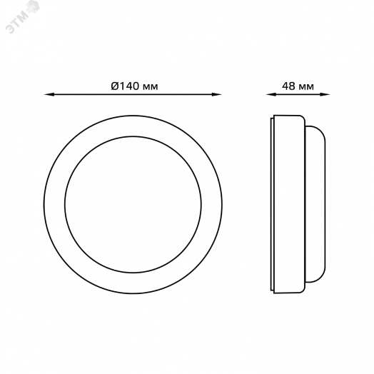 Светильник светодиодный ДБП-12 Вт 980 Лм 6500K IP65 D140x48 ЖКХ круг оптико-микроволновым датчик Elementary Gauss