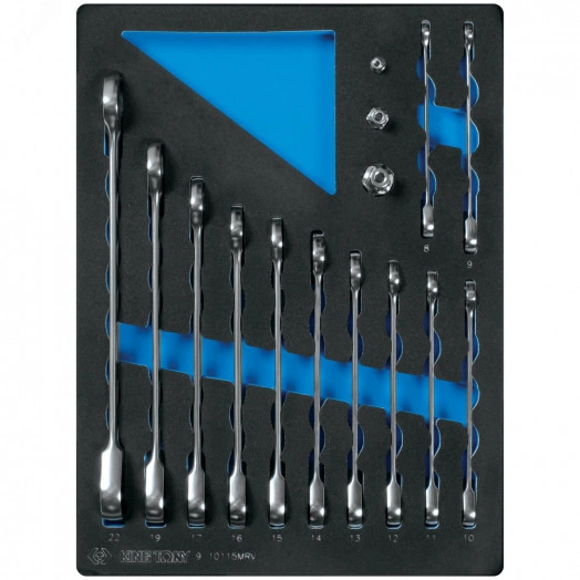 Набор трещоточных комбинированных ключей, ложемент, 15 предметов