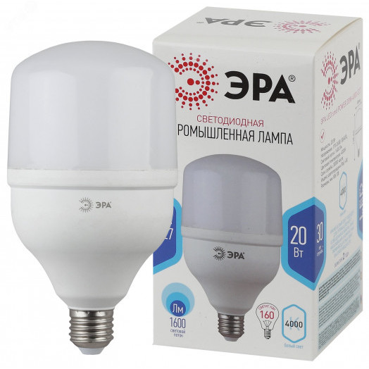 Лампа светодиодная LED POWER T80-20W-6500-E27 (диод  колок  20Вт  хол  E27) (40/800) (40/1280) ЭРА