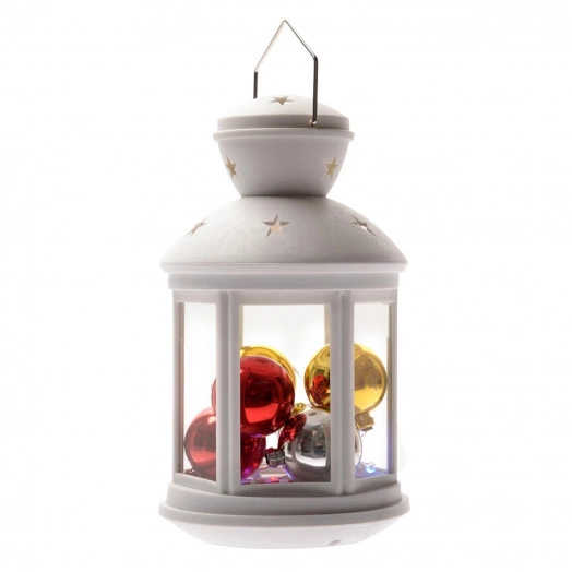 Гирлянда фонарь со светодиодной гирляндой внутри на батарейке (не в/к) 10 светодиодов RGB свет Режим мигания Белый корпус ULD-L1220-010/DTB/RGB WHITE