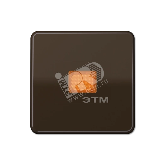 Клавиша с оранжевым окошком для выключателя с подсветкой  коричневая