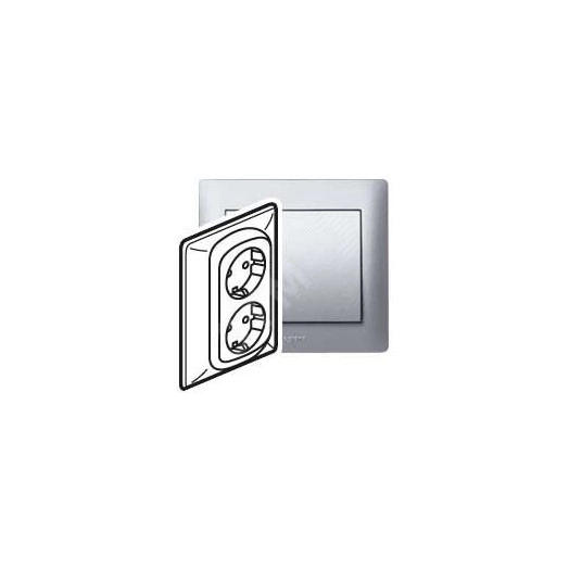 Galea Life Розетка с заземлением 2х2К+З со шторками алюминий