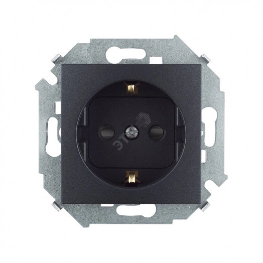 Simon15 Розетка 2Р+Е Schuko 16А 250В  со шторками винтовой зажим графит