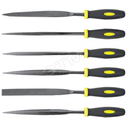 Надфили, прорезиненная ручка, 3х150 мм, 6 шт