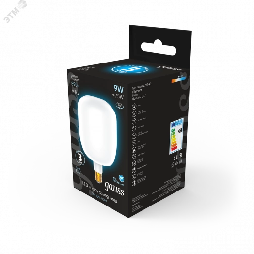 Лампа светодиодная LED 9 Вт 890 Лм 4100К белая Е27 V140 milky Filament Gauss