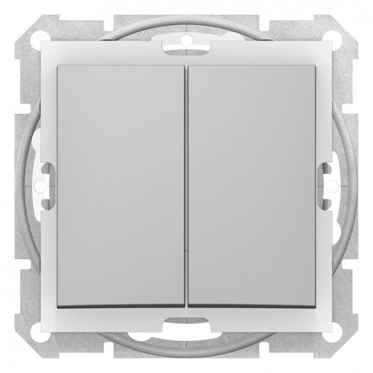 Sedna Выключатель двухклавишный IP44в рамку алюминий