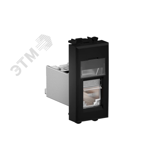 Компьютерная розетка RJ-45 модульная, кат.6 экра  ированная, ''Avanti'', ''Черный матовый'', 1      модуль