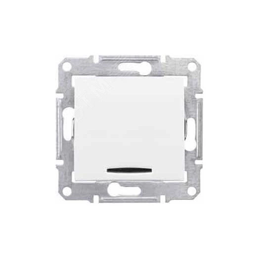 Выключатель одноклавишный, двухполюсный, с индикатором, 16А, в рамку, белый